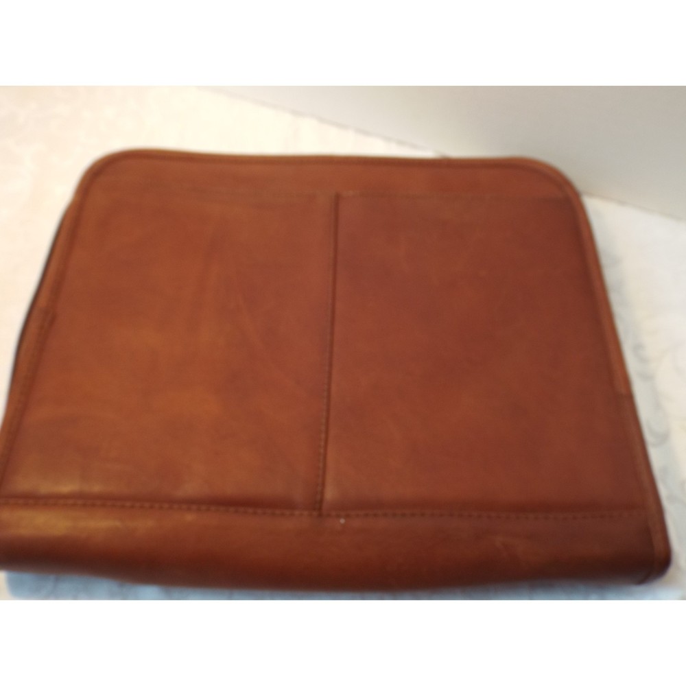 Avenue Genuine Leather Portfolio File Case Zip Around Full Grain Fan Fold
